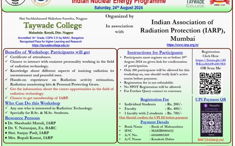  One-Day Workshop on Beneficial Effects of Radiation Technology and Indian Nuclear Energy Programme